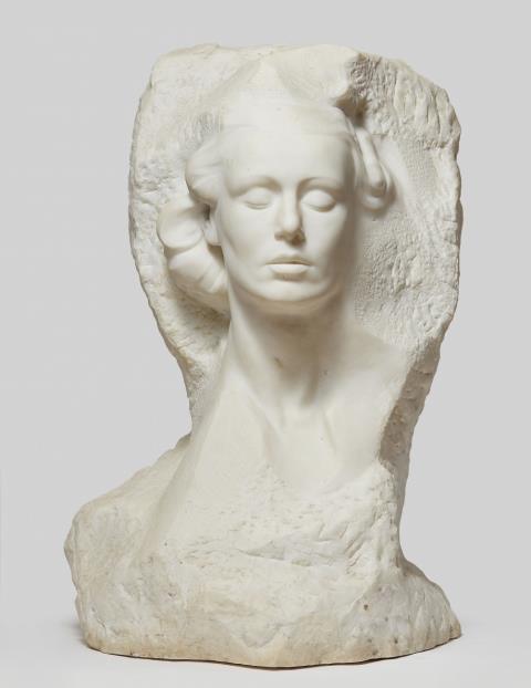 Pierre de Soete - A white marble bust of a woman