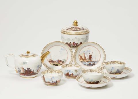 Christian Friedrich Herold - A Meissen porcelain tea service with merchant navy scenes