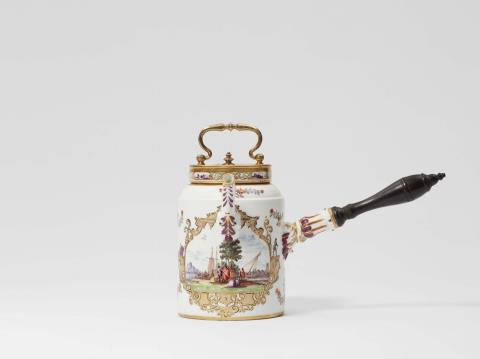 Christian Friedrich Herold - A cryptically signed and dated Meissen porcelain chocolatière by Christian Friedrich Herold