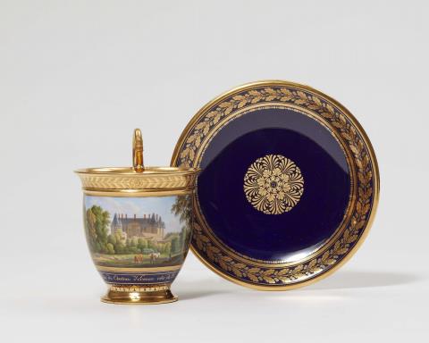 A Sèvres porcelain cup with a view of Ecouen Palace
