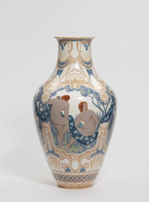A Sèvres porcelain vase with bathing figures
