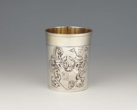 An Augsburg silver beaker with an embossed coat-of-arms