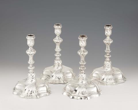Johann Jakob II Biller - Four Augsburg silver candlesticks