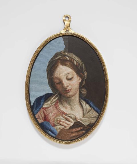 Francesco Solimena - An oval micromosaic panel depicting the Virgin Mary reading