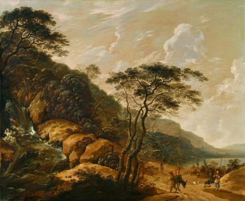 Cornelis Matthieu - Mountain Landscape with a Waterfall
