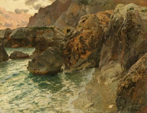 Karl Theodor Boehme - Rocky Coastline in Capri