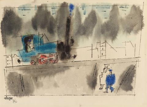 Lyonel Feininger - Untitled (Locomotive)