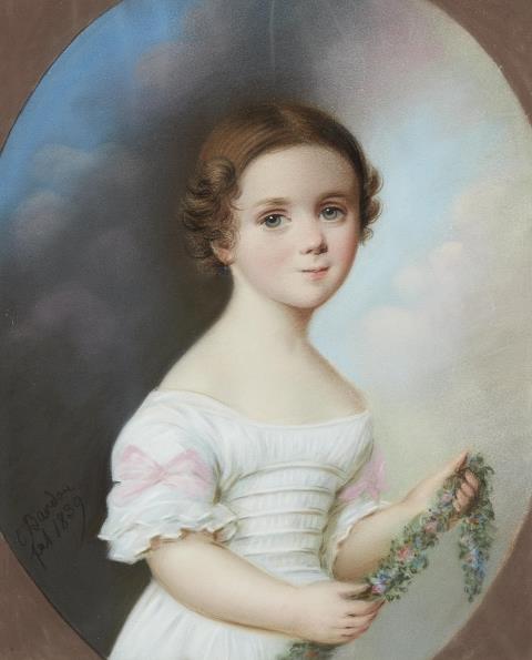 Carl Wilhlem Bardou - Mädchenporträt, Pastell, signiert und datiert C. Bardou, 1839 (Carl Wilhelm Bardou, Berlin)
