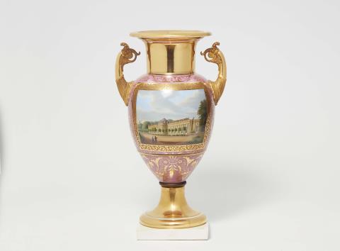 Carl Daniel Freydanck - A Berlin KPM porcelain vase with views of Sanssouci and Charlottenburg