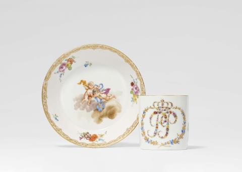 A large Meissen porcelain cup with the monogram of the Duke of Holstein-Gottorf