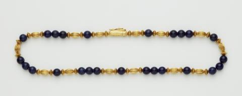 Ilias Lalaouins - A Greek 18k gold and lapis lazuli necklace.
