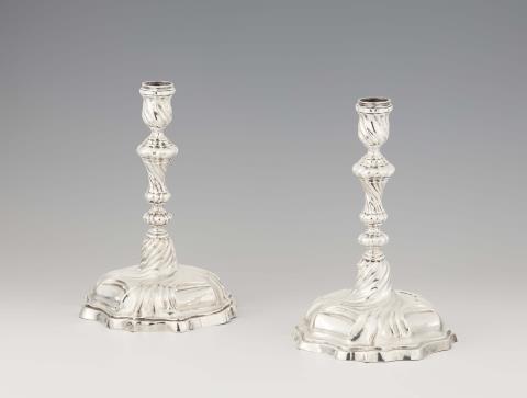 Johann Jakob II Biller - A pair of Augsburg silver candlesticks