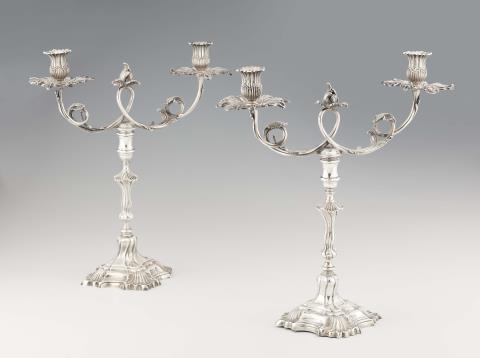 Johann Abrahamsson Lamoureux - A pair of Riga silver candlesticks