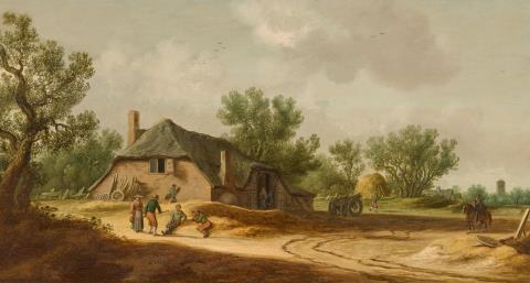 Pieter de Neyn - Figures conversing by a Farmstead