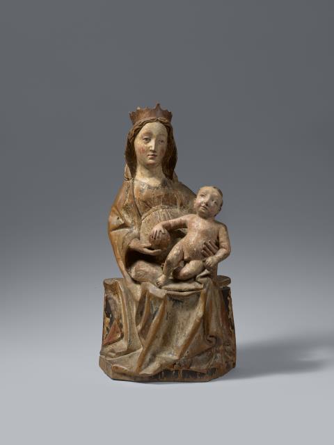 Upper Rhine-Region - A carved wood figure of the Virgin Enthroned, presumably Upper Rhine Region, 1st half 15th century