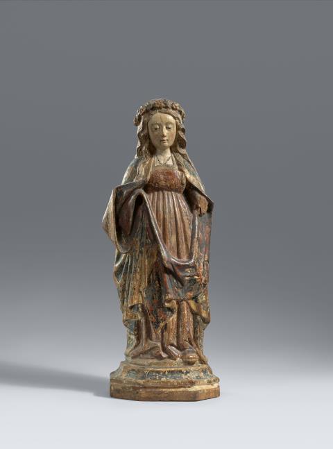  Lower Rhine Region - A carved wood figure of Saint Dorothy, presumably Lower Rhine Region, around 1470/1480