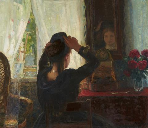 Otto Heinrich Engel - Friesische Braut vor einem Spiegel