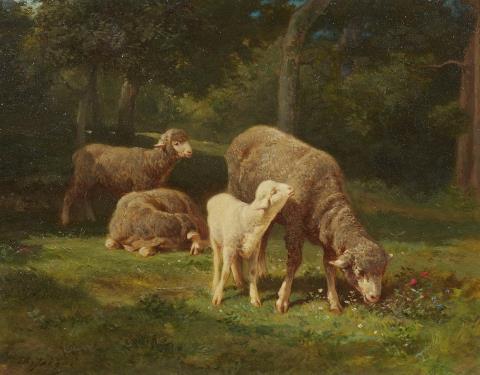 Charles-Emile Jacques - Grazing Sheep