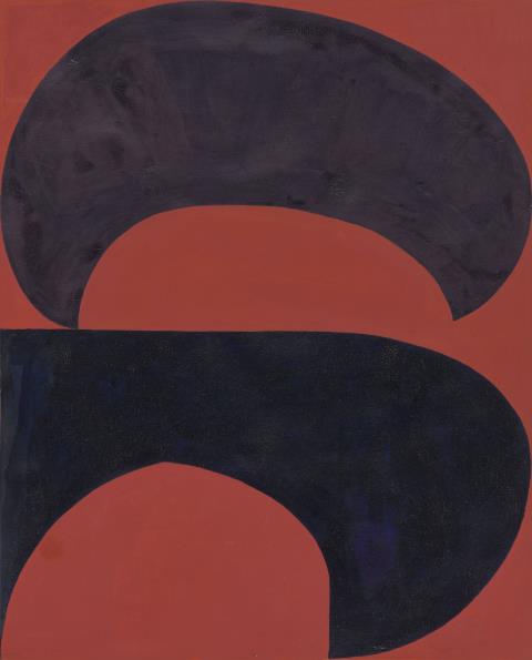 Suzan Frecon - 2 generated curved blues adjacent to red