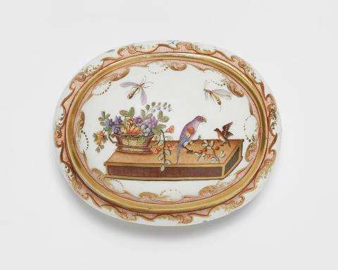 Johann Friedrich Metzsch - A Meissen porcelain sugar box with a still life