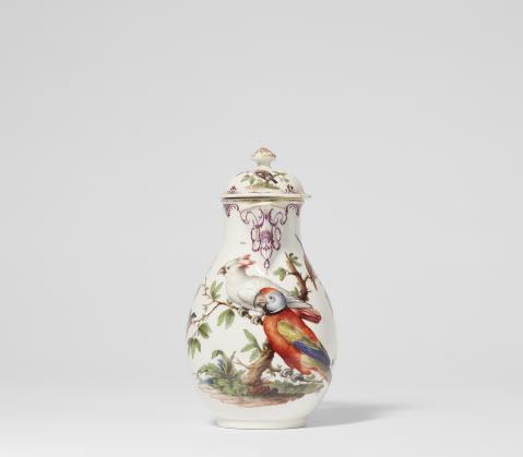 A Ludwigsburg porcelain coffee pot with bird motifs