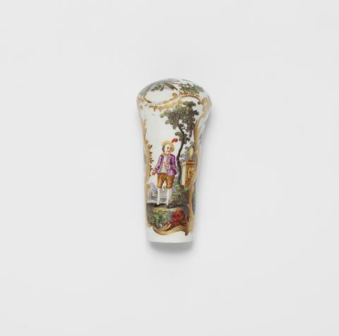 A Ludwigsburg porcelain walking cane topper with landscape motifs
