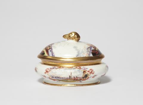 Christian Friedrich Herold - A Meissen porcelain sugar box with merchant navy scenes