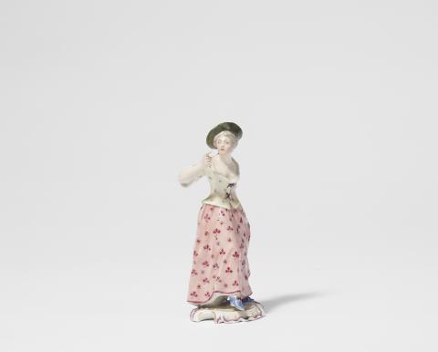 Porcelain Manufacture Frankenthal - A Frankenthal porcelain figure of a commedia dell'arte actress