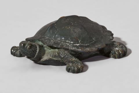 Antoine-Louis Barye - A bronze model of a tortoise