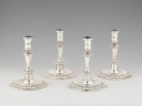 Heinrich Grotendiek - A rare set of four Bielefeld silver candlesticks