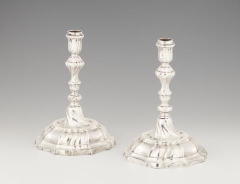 Johann Philipp Heckenauer - A pair of Augsburg silver candlesticks