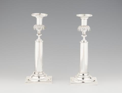 Jeremias Balthasar Heckenauer - A pair of Neoclassical Augsburg silver candlesticks