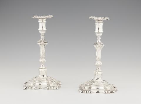 Johann Christian Henck - A pair of Riga silver candlesticks