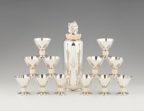 Evald Nielsen - An Art Deco silver cocktail set