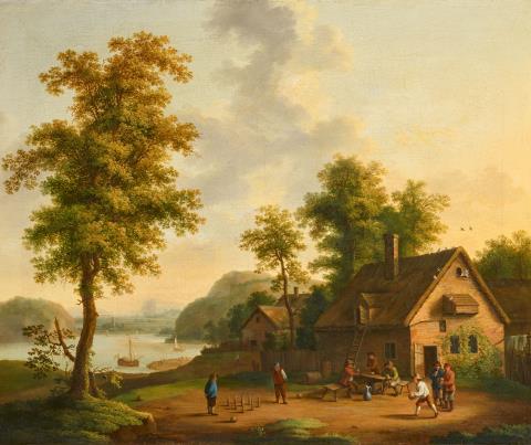 Jacob Philipp Hackert - River Landscape with Bowling Peasants