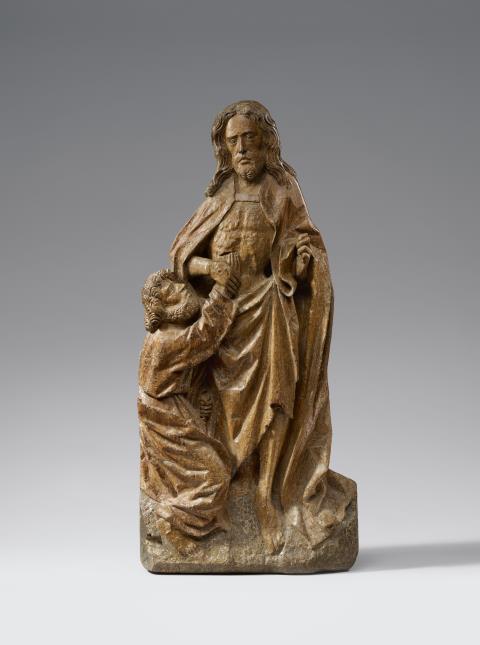Upper Rhine-Region - A carved wooden relief of the Incredulous St. Thomas, probably Upper Rhine Region, 2nd half 15th century
