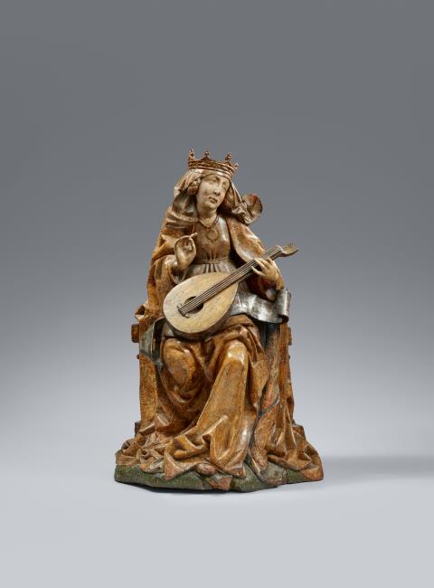  Austria - An Austrian carved wood figure of Saint Cecilia, around 1480