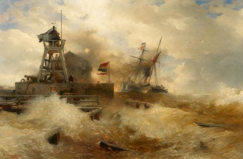 Andreas Achenbach - Steamship on Rough Seas
