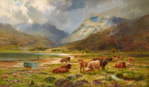 Louis Bosworth Hurt - Herd of Cattle in the Highlands