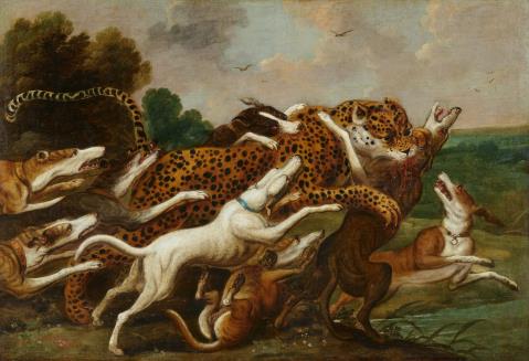 Frans Snyders, circle of - Dogs Attacking a Leopard