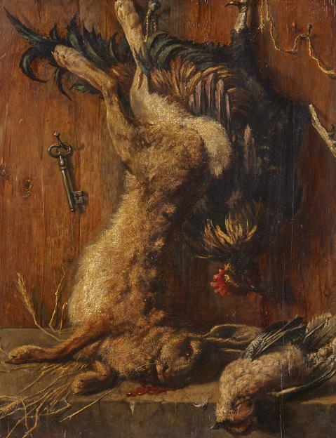 Victor Müller - Hunt Still Life with Hare, Cockerel and Songbirds