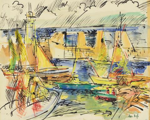 Jean Dufy - La sortie du port au Havre