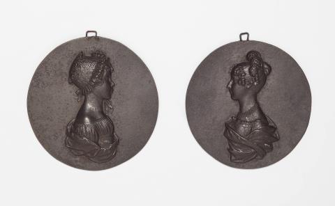 Leonhard Posch - Two cast iron plaques with portraits of Princesses Wanda and Elise Friederike Radziwill