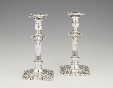 Johann George Hossauer - A pair of Berlin silver candlesticks for the Prussian royal house