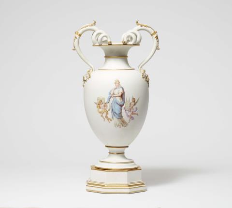 Wilhelm von Kaulbach - A Berlin KPM biscuit porcelain vase with an allegory of architecture