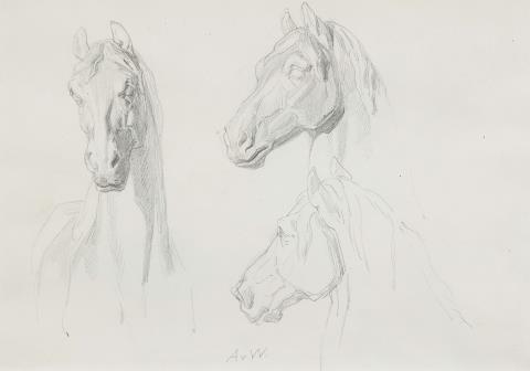 Anton von Werner - Study of Horses' Heads