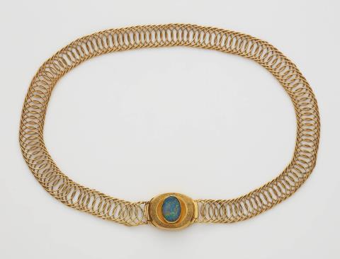 Wilhelm Nagel - A German 18k gold granulation and opal necklace.
