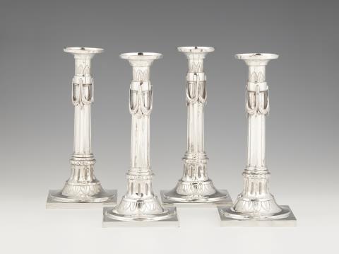 Johann Christian Neuss - Four Augsburg silver candlesticks