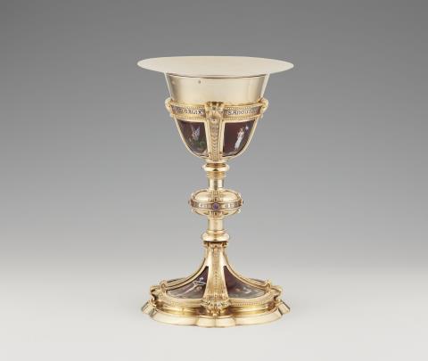 A Parisian silver gilt communion chalice and patene