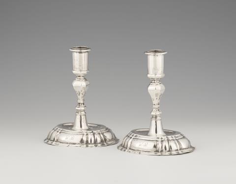 A pair of Breslau silver candlesticks